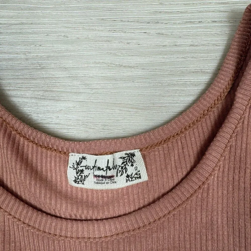 Free People High Neck Ribbed Crop Tank‎ Size XS Beige